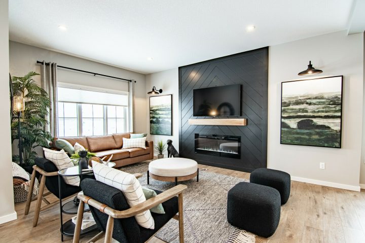 Living Room in Bedrock Homes Elena F Showhome in Edmonton