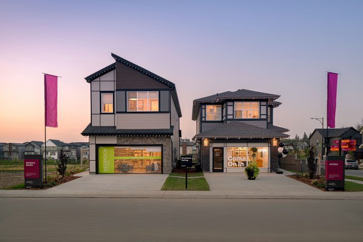 Anthem and Bedrock Home's Front Garage Showhomes in Weston at Edgemont in West Edmonton